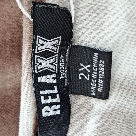 Relaxx Brown White Short Sleeve Bohemian Boho Hippie Tie Dye Midi Dress Size 2X - Picture 10 of 13